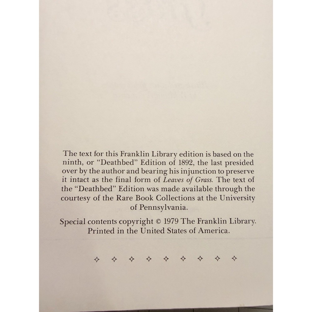 Leaves of Grass Walt Whitman Franklin Library 1979 Leather Collector Edition - Picture 5 of 6